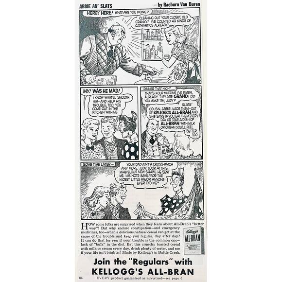 Kellogg’s ALL-BRAN - Abbie An’ Slats Vintage Media Print Ad - Picture 4 of 6
